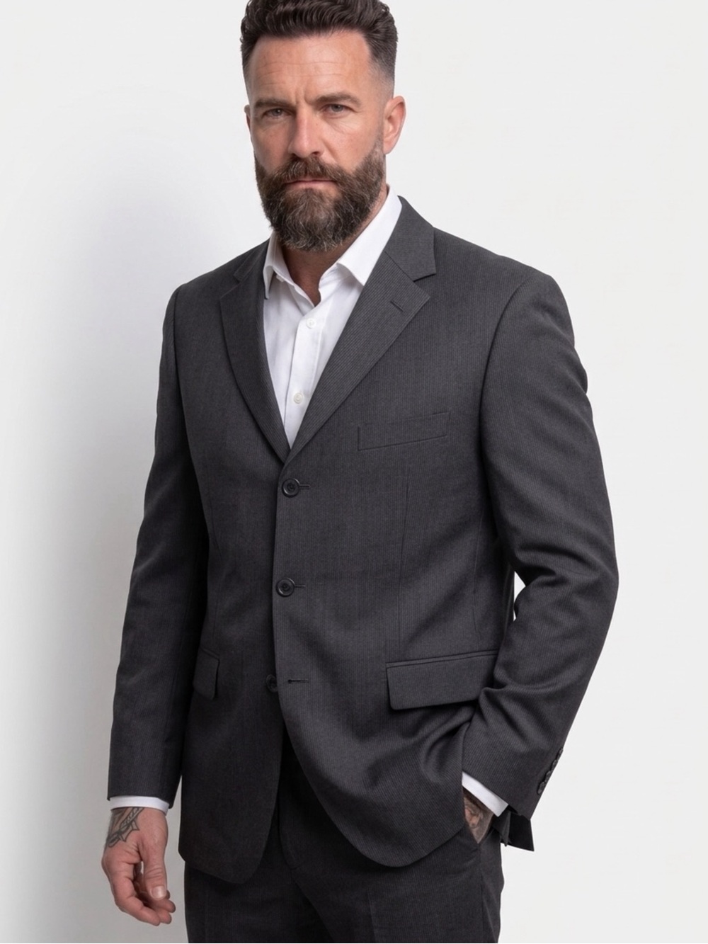 BOSS Hugo Boss Men's Dark Grey Pinstripe Suit Blazer Jacket